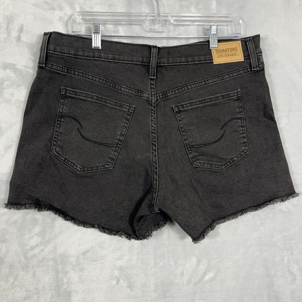 Signature Levi Strauss‎ & Co. Black/Gray Heritage High Rise Denim Jean Shorts 14